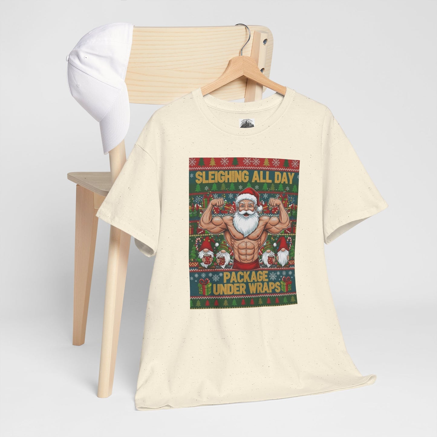 Buff Santa Christmas Tee – “Sleighing All Day” Funny Holiday T-Shirt