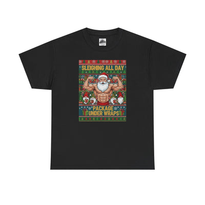 Buff Santa Christmas Tee – “Sleighing All Day” Funny Holiday T-Shirt