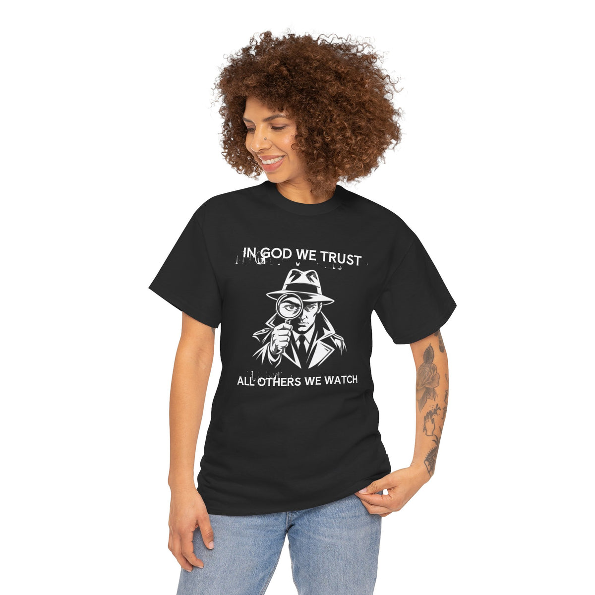 In God We Trust, All Others We Track" T-Shirt | Funny Spy Surveillance Shirt