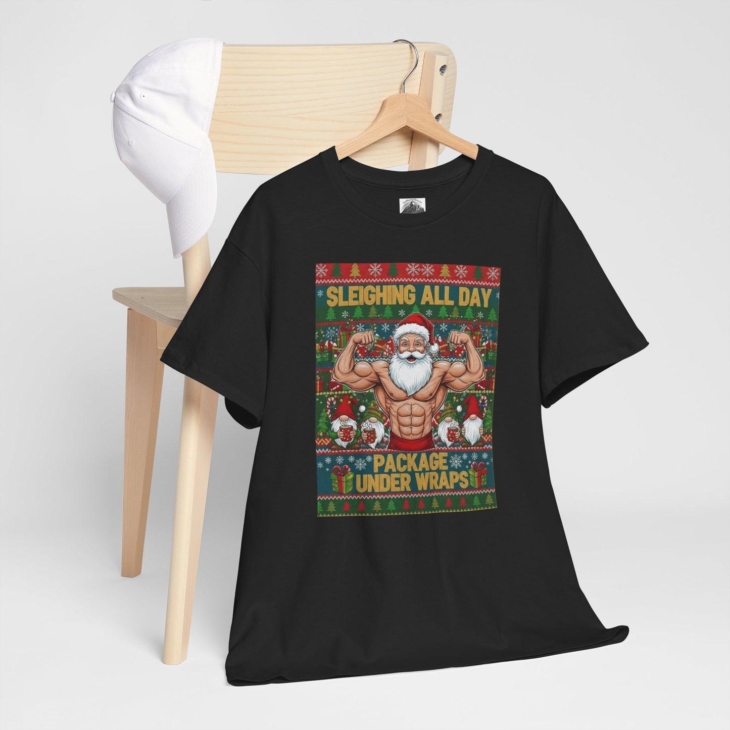 Buff Santa Christmas Tee – “Sleighing All Day” Funny Holiday T-Shirt